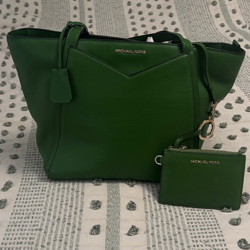 Michael Kors lime Green purse with wallet